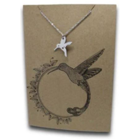 Stainless Steel Necklace On Message Card HummingbirdNECKLACE113