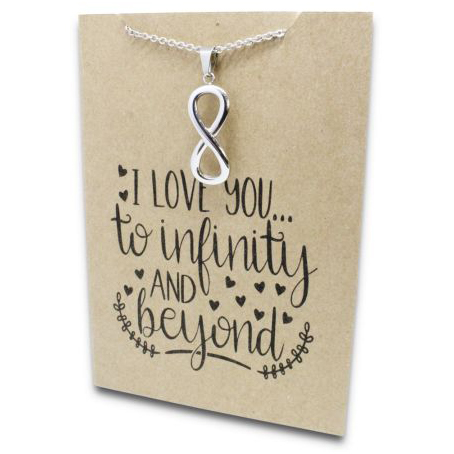 Stainless Steel Necklace On Message Card-Infinity and beyond