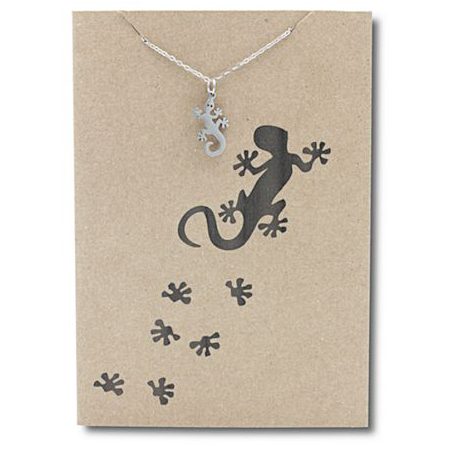 Stainless Steel Necklace On Message Card Lizard PrintsNECKLACE298