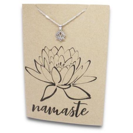 Stainless Steel Necklace On Message Card-Lotus Namaste