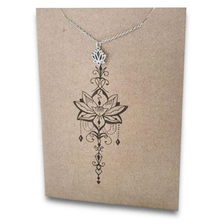 Stainless Steel Necklace On Message Card-Lotus image