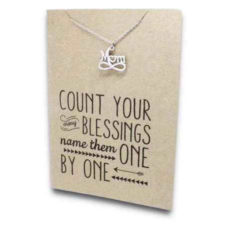 Stainless Steel Necklace On Message Card-Mom Blessings
