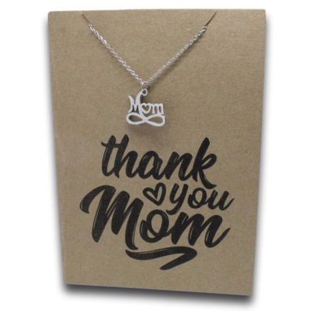 Stainless Steel Necklace On Message Card Mom Thank YouMOM03 2
