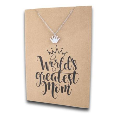 Stainless Steel Necklace On Message Card-Mom World's Greatest