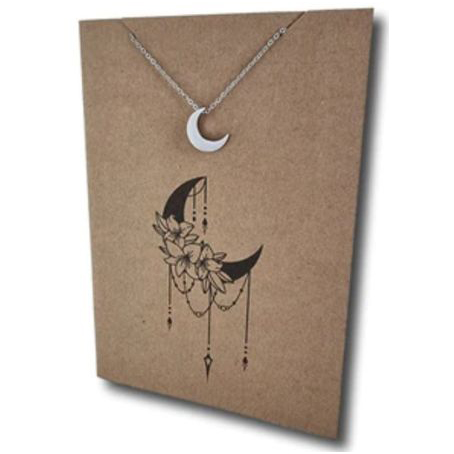 Stainless Steel Necklace On Message Card Moon HangingNECKLACE311