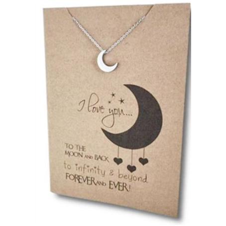Stainless Steel Necklace On Message Card Moon I Love youNECKLACE270