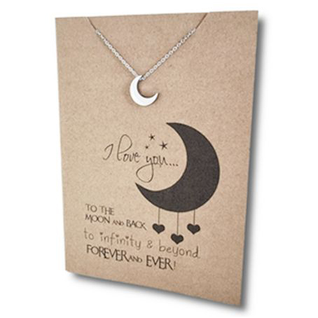 Stainless Steel Necklace On Message Card-Moon pendant