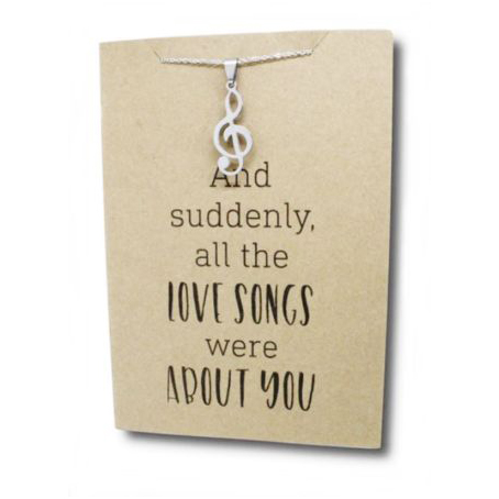 Stainless Steel Necklace On Message Card Music Note All about YouNECKLACE084 1