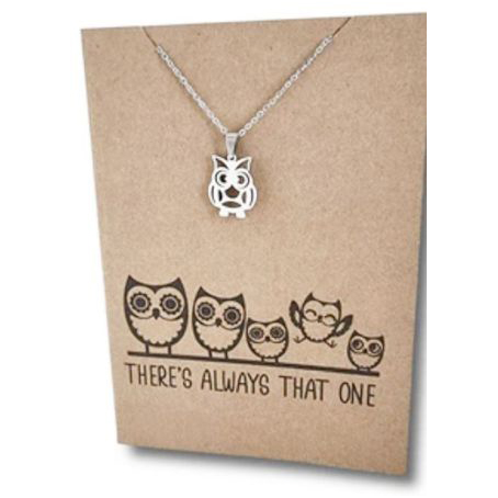 Stainless Steel Necklace On Message Card-Owl There is Always that one