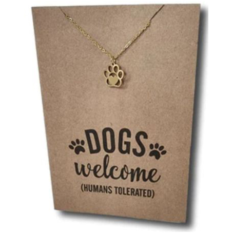 Stainless Steel Necklace On Message Card Paw Dogs WelcomeNECKLACE345