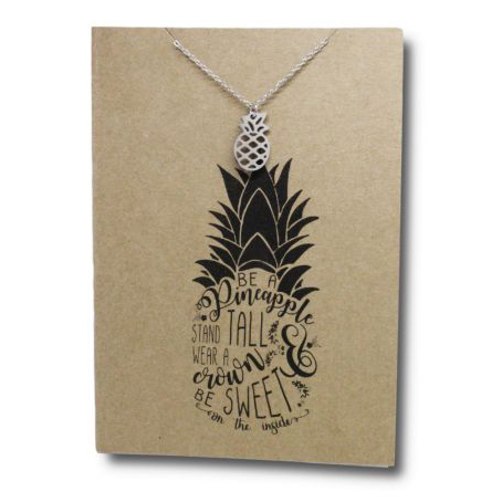Stainless Steel Necklace On Message Card-Pineapple