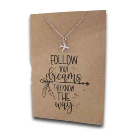 Stainless Steel Necklace On Message Card PlaneNECKLACE110
