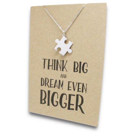 Stainless Steel Necklace On Message Card-Puzzle Bigger