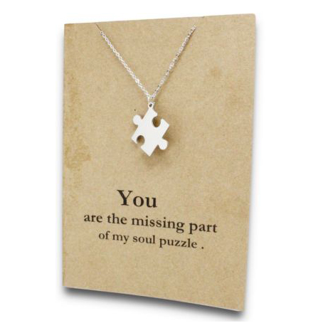 Stainless Steel Necklace On Message Card Puzzle Missing PieceNECKLACE076