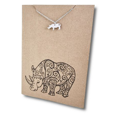 Stainless Steel Necklace On Message Card-Rhino