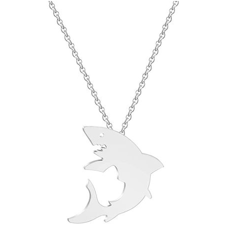 Stainless Steel Necklace On Message Card Shark JawsomeEMBc416p74