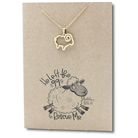 Stainless Steel Necklace On Message Card-Sheep 99