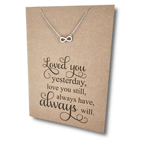 Stainless Steel Necklace On Message Card Small Infinity AlwaysNECKLACE218