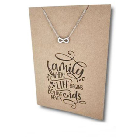 Stainless Steel Necklace On Message Card-Small Infinity Pendant