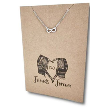 Stainless Steel Necklace On Message Card-Small Infinity