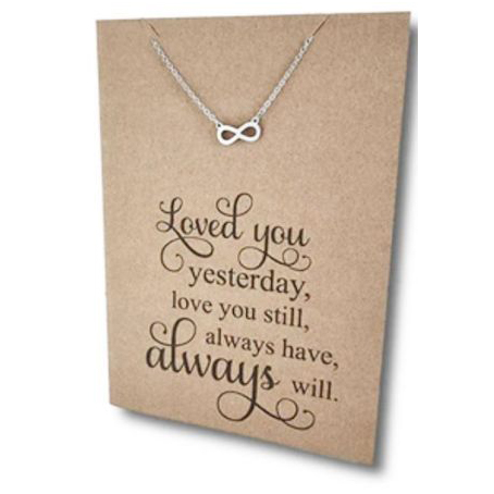 Stainless Steel Necklace On Message Card Small InfinityNECKLACE262