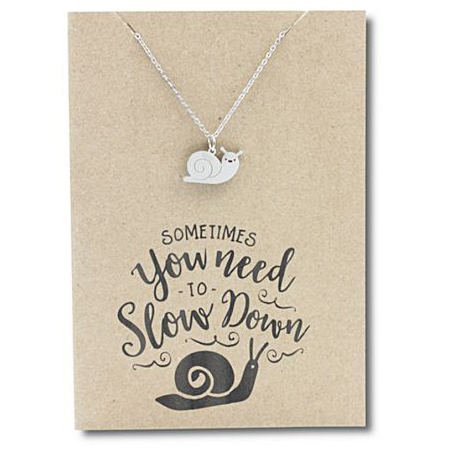 Stainless Steel Necklace On Message Card Snail Slow DownNECKLACE418