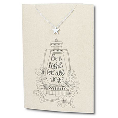 Stainless Steel Necklace On Message Card Star Be The LightNECKLACE219