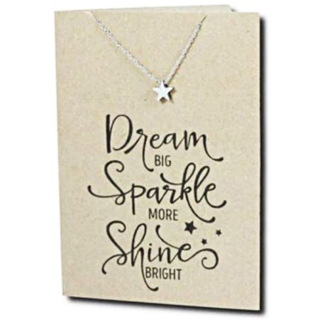 Stainless Steel Necklace On Message Card-Star Dream