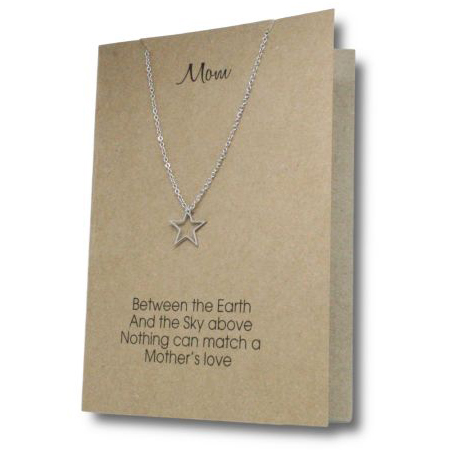 Stainless Steel Necklace On Message Card Star MomNECKLACE294