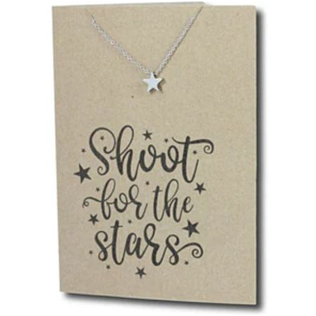 Stainless Steel Necklace On Message Card-Star Shoot For the Stars
