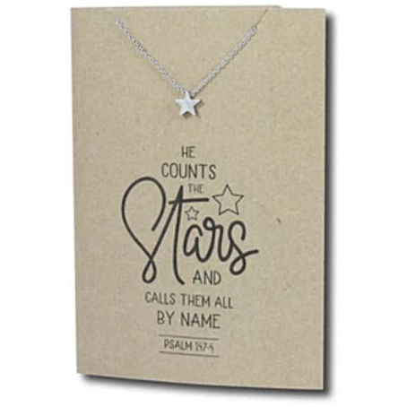 Stainless Steel Necklace On Message Card Star StarsNECKLACE324