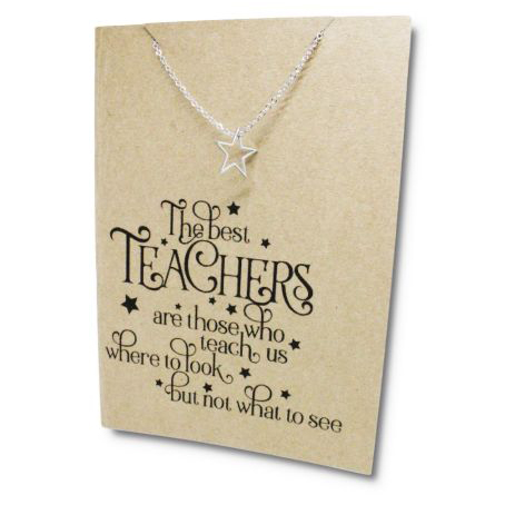 Stainless Steel Necklace On Message Card-Star Teachers