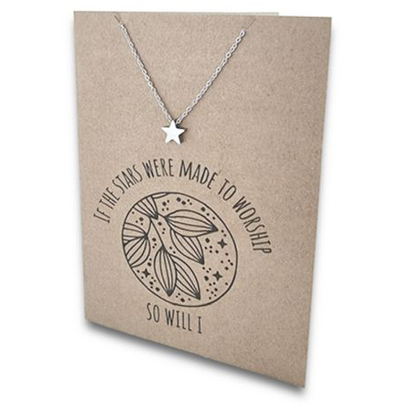Stainless Steel Necklace On Message Card Star WorshipNECKLACE220