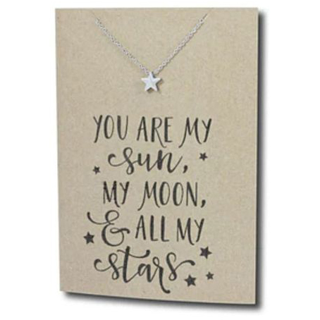 Stainless Steel Necklace On Message Card Star You Are My SunNECKLACE323