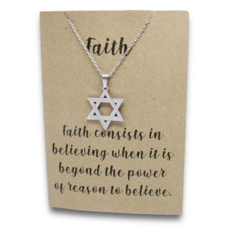 Stainless Steel Necklace On Message Card-Star of David