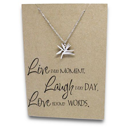 Stainless Steel Necklace On Message Card-Steritzia Live Laugh Love