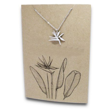 Stainless Steel Necklace On Message Card-Strelitzia