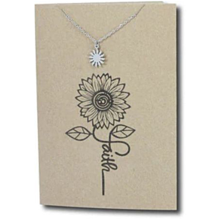 Stainless Steel Necklace On Message Card Sun FaithNECKLACE282
