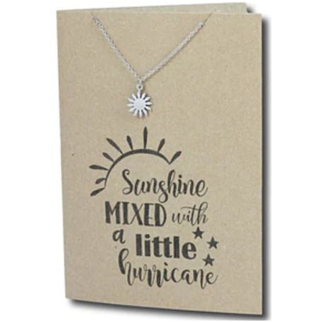 Stainless Steel Necklace On Message Card-Sun Mixed with a little Hurricane