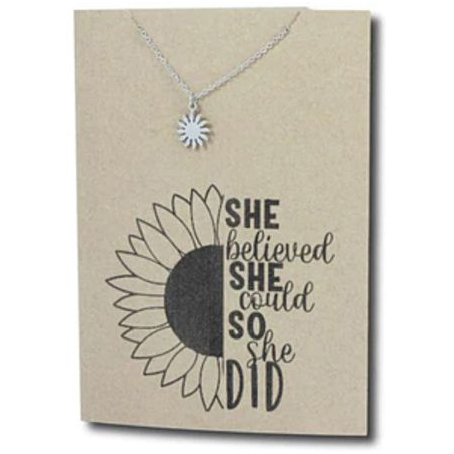Stainless Steel Necklace On Message Card Sun She BelievedNECKLACE331