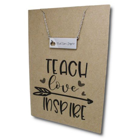 Stainless Steel Necklace On Message Card Teach Love InspireNECKLACE051