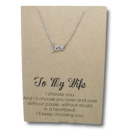 Stainless Steel Necklace On Message Card-To my Wife