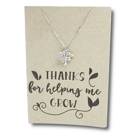 Stainless Steel Necklace On Message Card - Tree Grow
