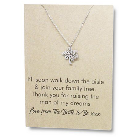 Stainless Steel Necklace On Message Card-Tree Walk Down the Aisle