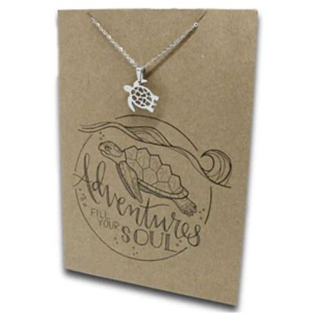 Stainless Steel Necklace On Message Card Turtle AdventuresNECKLACE250