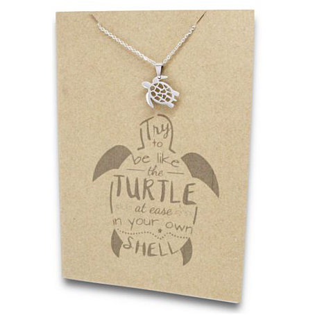 Stainless Steel Necklace On Message Card Turtle ShellNECKLACE224