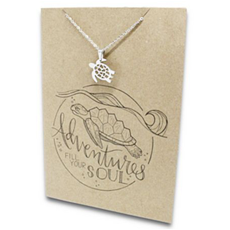 Stainless Steel Necklace On Message Card-Turtle Soul
