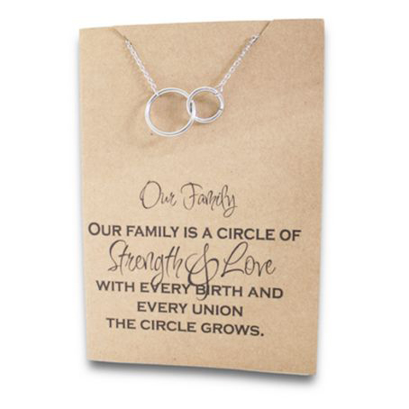 Stainless Steel Necklace On Message Card Two CirclesNECKLACE172