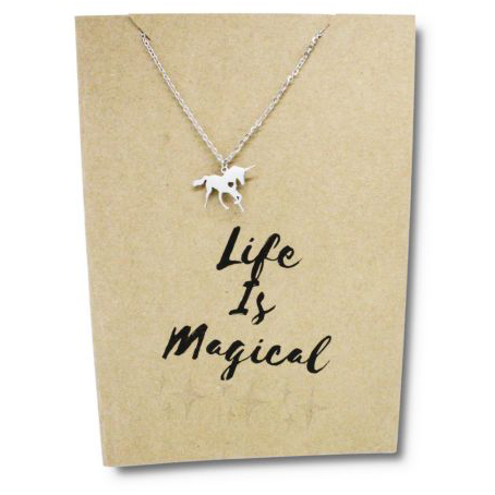 Stainless Steel Necklace On Message Card-Unicorn Life