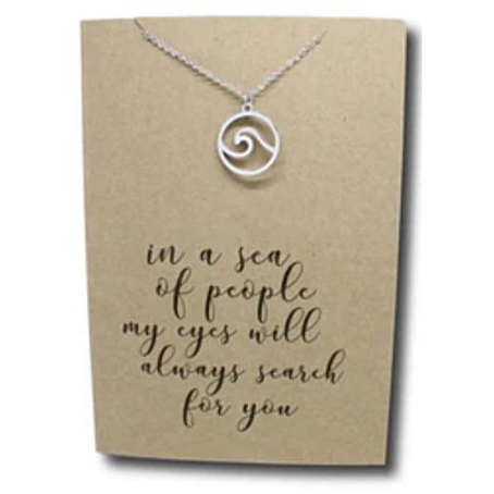 Stainless Steel Necklace On Message Card Wave SeaNECKLACE243